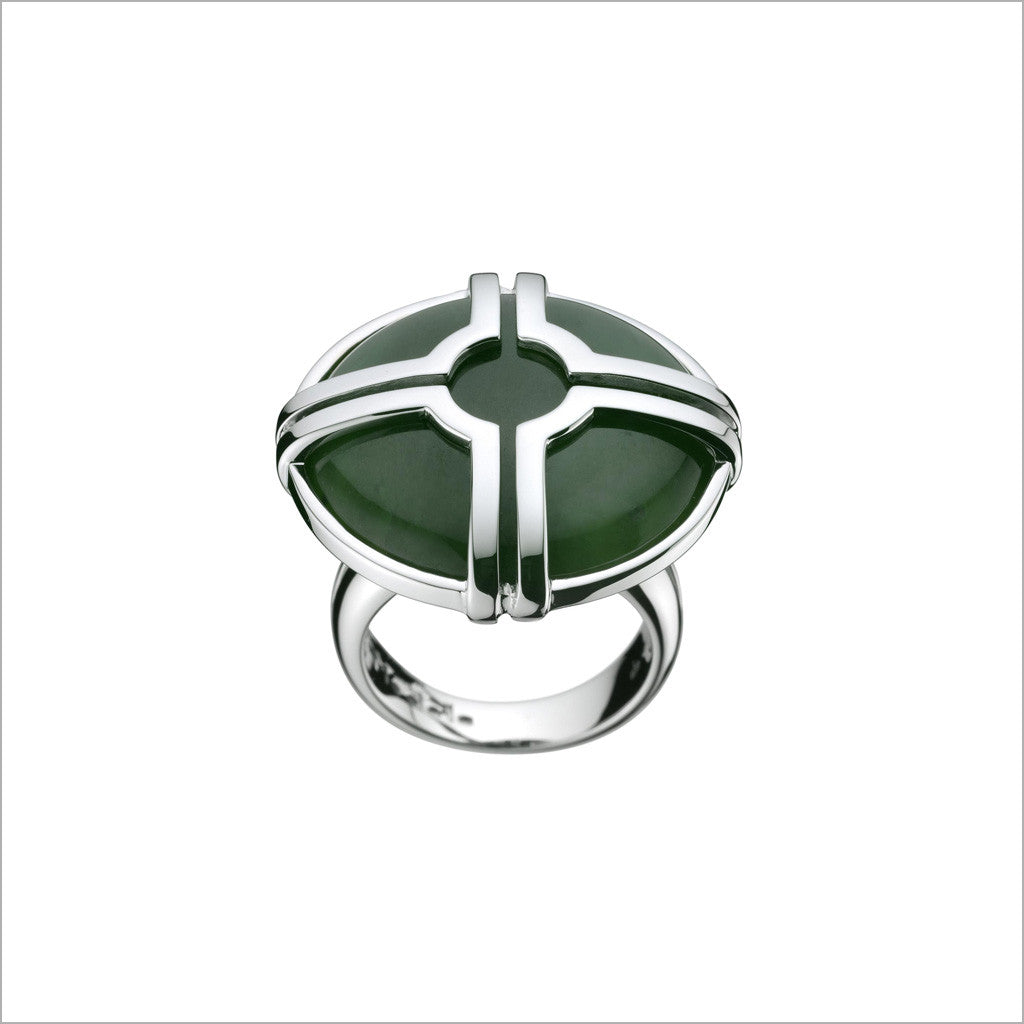 Favola 18K White Gold Ring with Green Jade