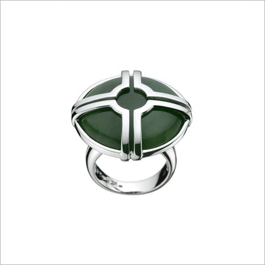 Favola 18K White Gold Ring with Green Jade